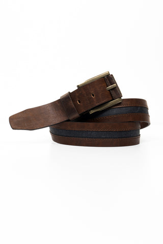 Men's belt blue and brown non-reversible Velez
