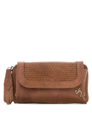 Women's wallet tan colour leather mesh medium size Velez