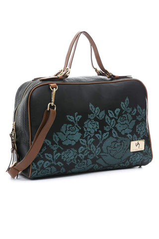 Women's black and blue or tan colour suitcase bowling style Velez