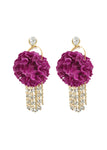EARRINGS POMPOM CRYSTAL (fuchsia)